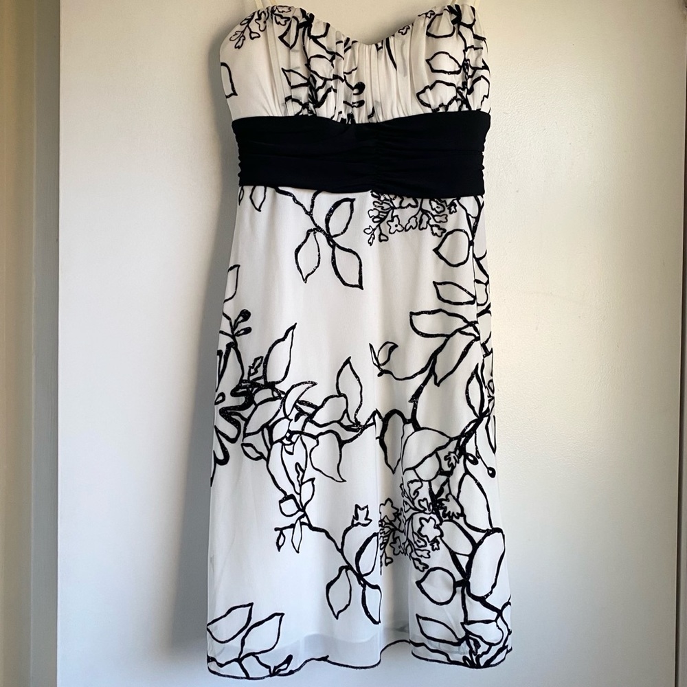 White & Black Formal Floral Dress